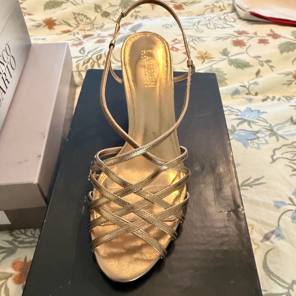 Lauren Ralph Lauren Gold Strappy Heels